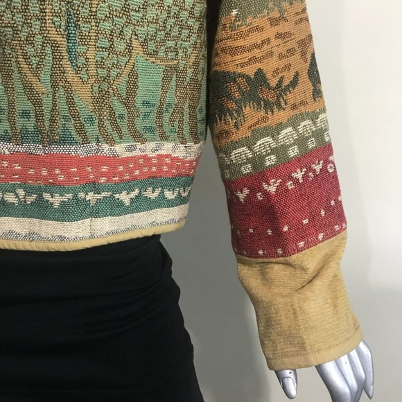 Anu by Natural Women's Small Jacket Knit Cardigan Blazer On Button Animal Detail - Picture 11 of 16